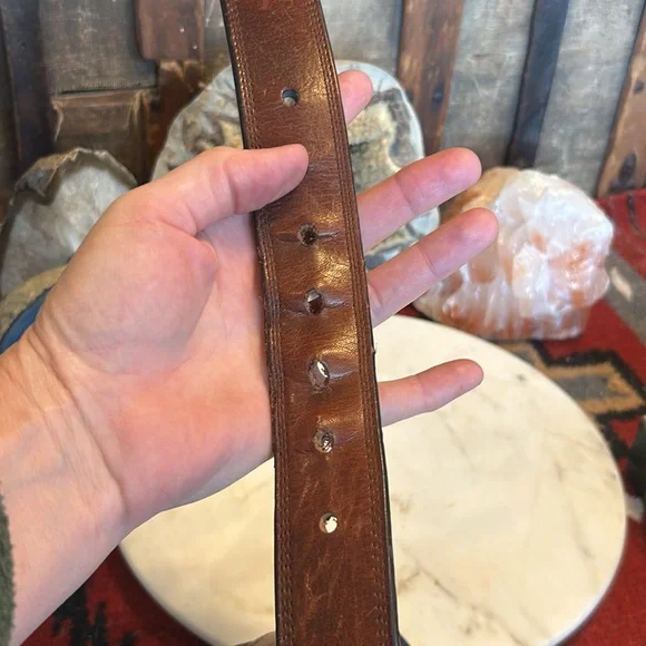 Ariat Brown Leather Belt vintage ‘95 size 36-42 - Picture 7 of 12